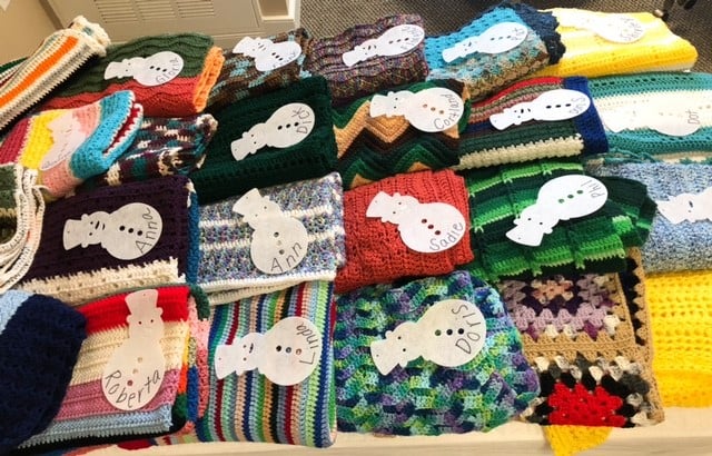 This warmth brought to you by Gold Star Unit 191, American Legion Auxiliary in Mount Airy! The Auxiliary "Stitches of Love Crochet"