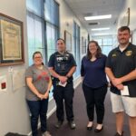 Thank you to our Judges and our Poppy Chairman. From left:  Poppy Chairman Tracy Ryan,  Mt. Airy Police Chief Ginevra, VP of Mt Airy Main Street Association, Michelle Wenck and Fire Chief Russo